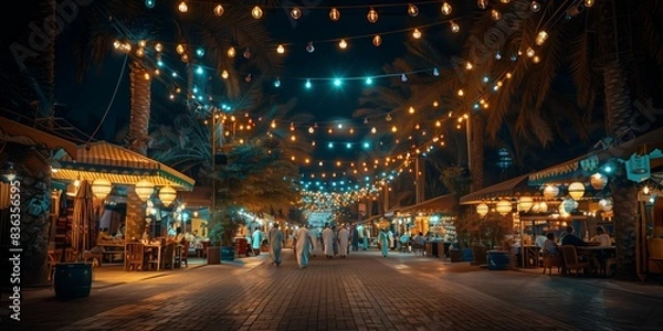 Fototapeta Vibrant Night Market in Abu Dhabi, generative ai