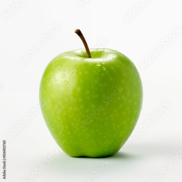 Fototapeta Green apple on white background