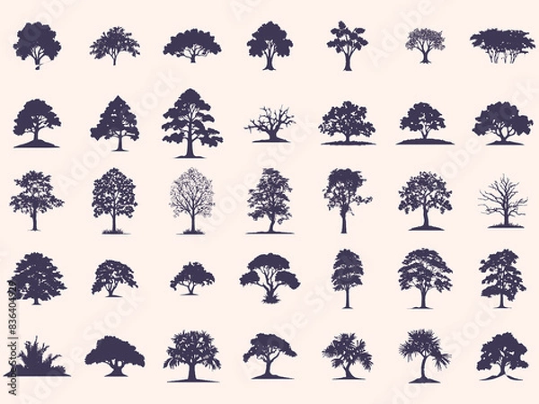 Fototapeta Tree Silhouettes Set