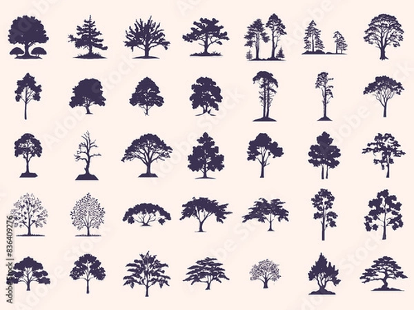 Fototapeta Tree Silhouettes Set