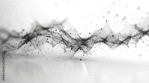 Fototapeta A technology abstract background with lines and dots connecting digital data and big data. Images of digital data. Modern illustration.