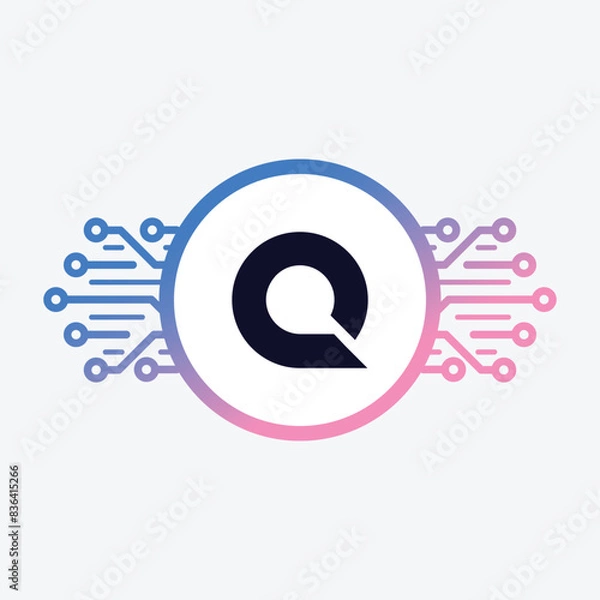Obraz Modern initial Crypto currency Q Tech Initial logo blockchain abstract premium luxury vector