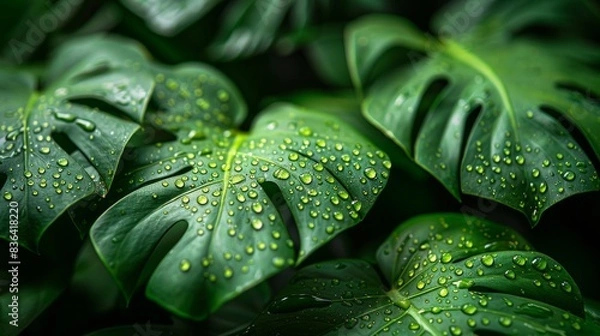 Obraz Green leaf abstract texture, natural background, tropical leaf