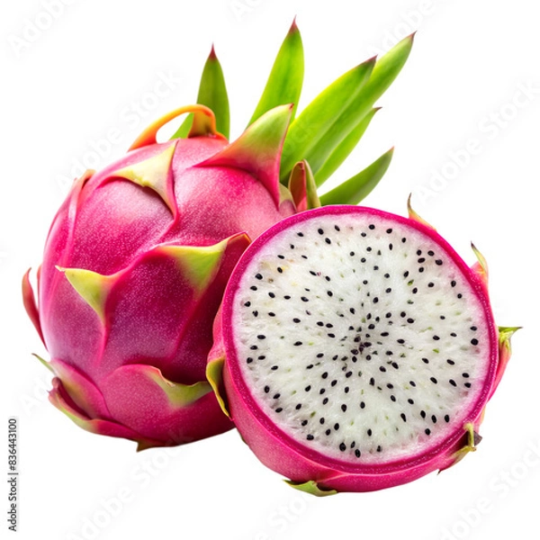 Fototapeta Dragonfruit isolated on transparent background - Generative AI
