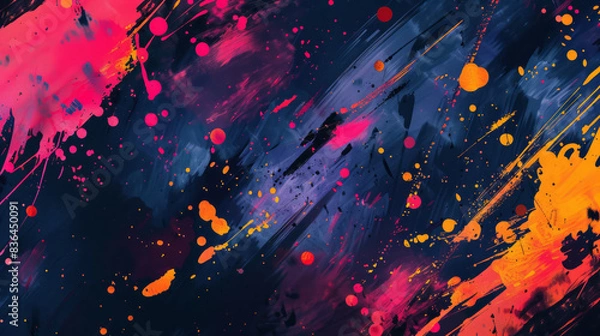Fototapeta Vibrant Abstract Paint Splatter Art: Colorful Acrylic Painting, Modern Artistic Background, Bold and Dynamic Brush Strokes, Expressive Art for Home Decor