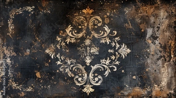 Fototapeta Antique distressed texture design on a dark backdrop
