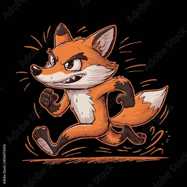 Obraz Vibrant Cartoon Fox Running with Determination | Energetic Style Vector