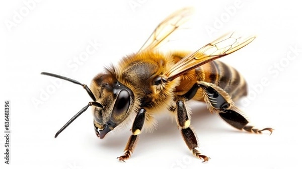 Fototapeta Africanized bee (killer bee) on white background , 