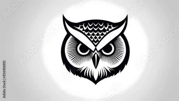 Fototapeta vector image of owl head symbol, Generative AI