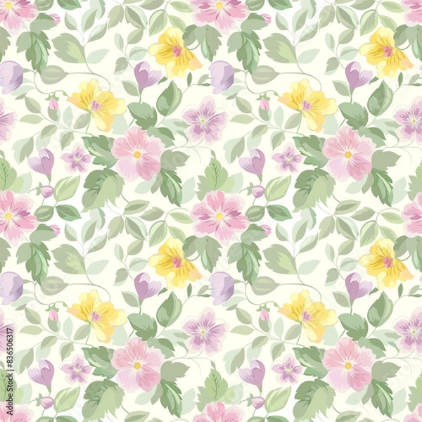 Fototapeta Floral variety color, form natural, seamless fabric pattern.