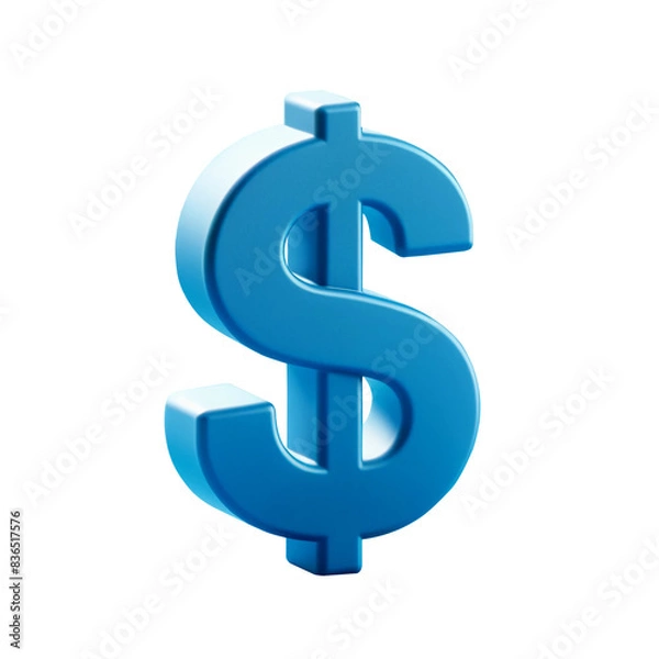 Fototapeta 青い立体的なドルのアイコン　透過　素材　シンプル　３D　＄　PNG