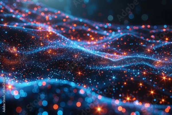 Fototapeta Digital background for tech, AI, neural networks, data, audio, graphics