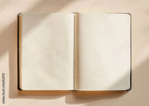 Obraz open empty sketchbook on a clean and aesthetic background
