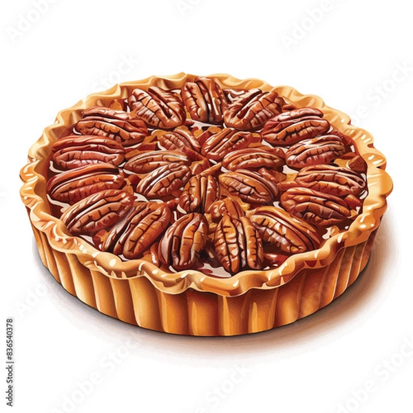 Obraz Pecan pie isolated on white background