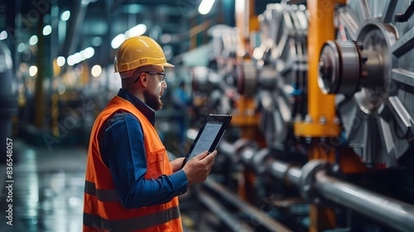 Fototapeta Illustration of Using historical and real-time data to predict equipment failures and schedule proactive maintenance. Ai Generate.