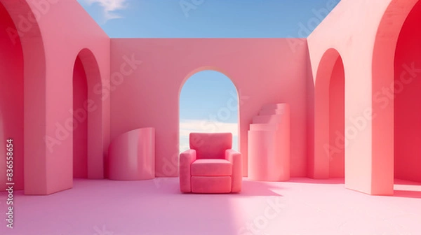 Obraz pink_chair_background, sky