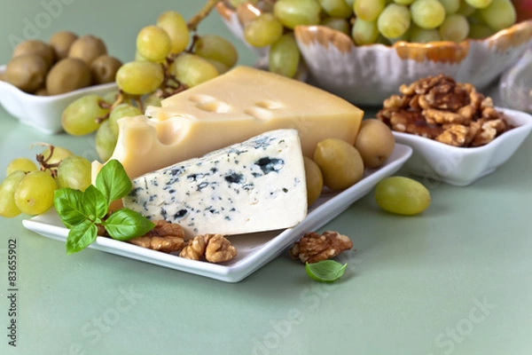 Obraz Cheese with fruits