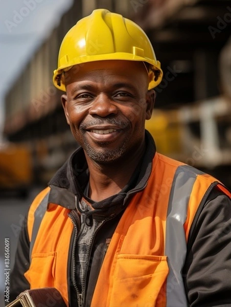 Fototapeta portrait of a worker in a helmet