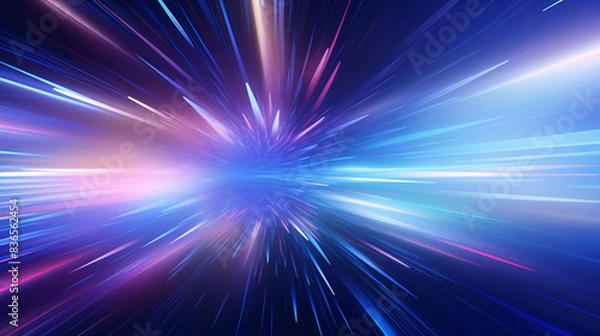Fototapeta Futuristic abstract background with blue lines and lights, abstract blue PPT background concept illustration with light rays