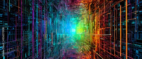 Obraz Abstract rainbow background with code