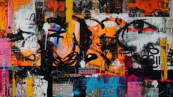 Fototapeta A graffiti on wall in acrylic block, wallpaper