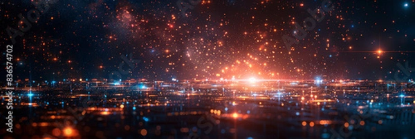 Obraz Digital background for tech, AI, neural networks, data, audio, graphics