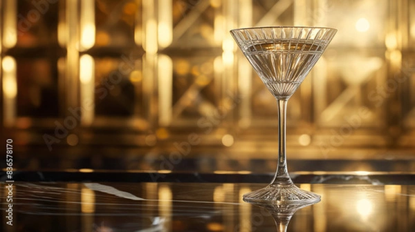 Obraz An art deco-inspired image of a martini glass, capturing the glamour of the 1920s, art deco design, National Martini Day, with copy space