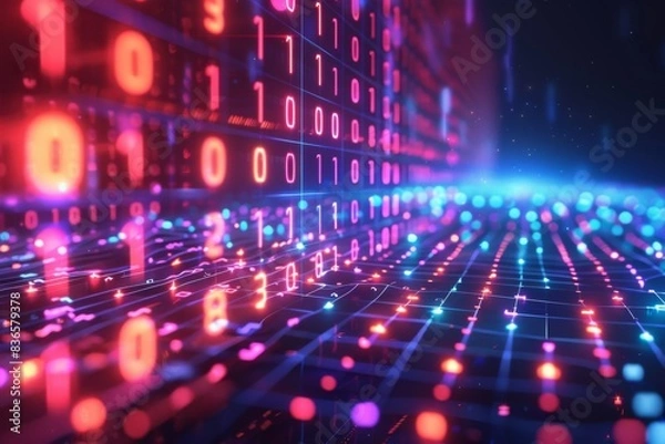 Fototapeta Digital Binary Technology Background created with Generative AI