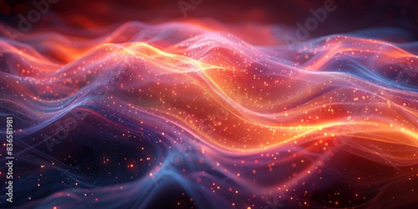 Fototapeta Digital background for tech, AI, neural networks, data, audio, graphics