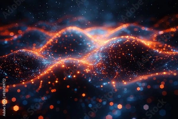 Fototapeta Digital background for tech, AI, neural networks, data, audio, graphics