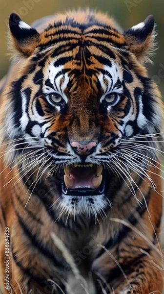 Fototapeta Captivating Portrait of a Fierce and Mighty Tiger Exuding Predatory Power