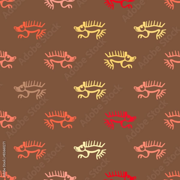 Obraz Seamless background with American Indians relics dingbats