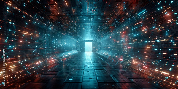 Obraz Digital background for tech, AI, neural networks, data, audio, graphics