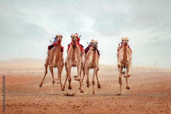 Fototapeta Camel race. Shahaniyah Camel Race Track Qatar 