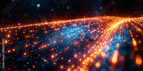 Fototapeta Digital background for tech, AI, neural networks, data, audio, graphics