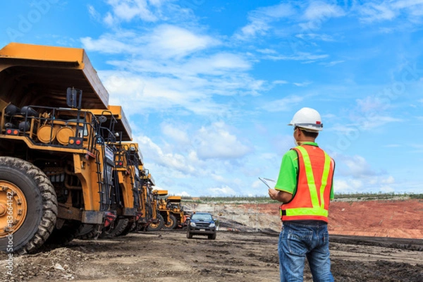 Fototapeta Worker in lignite mine