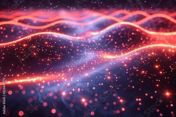 Obraz Digital background for tech, AI, neural networks, data, audio, graphics