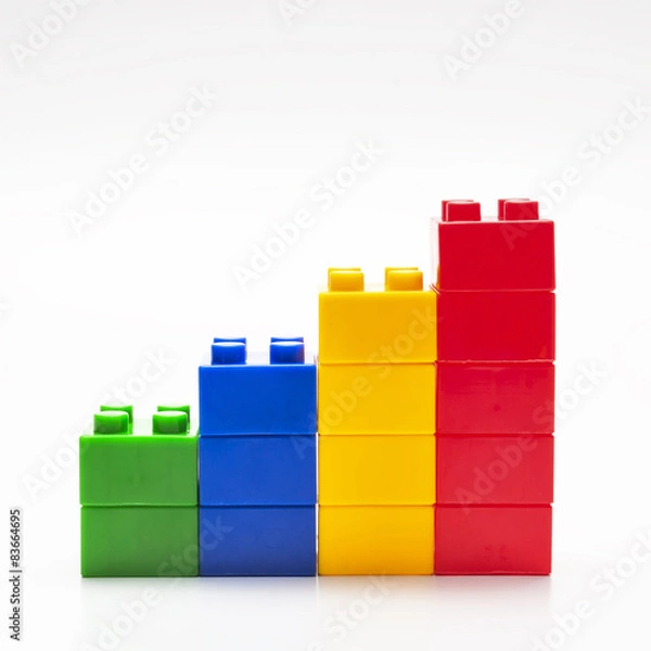 Obraz Colorful stacked toy building blocks.