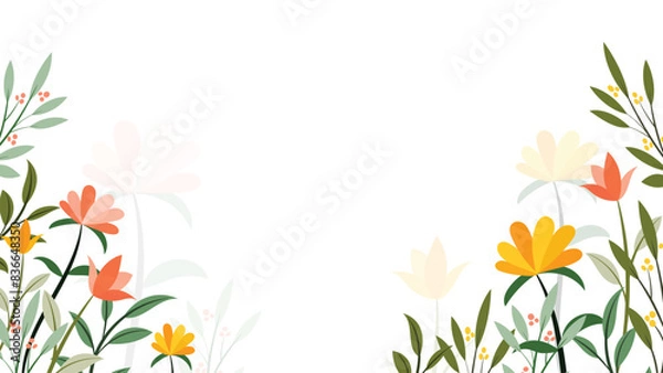 Fototapeta Abstract flower background vector design floral border frame