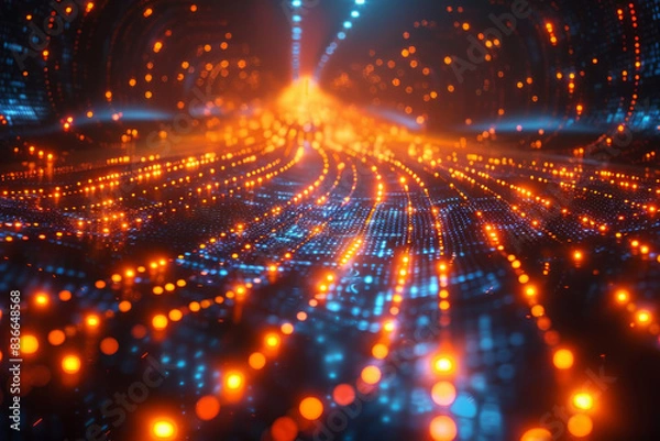 Obraz Digital background for tech, AI, neural networks, data, audio, graphics