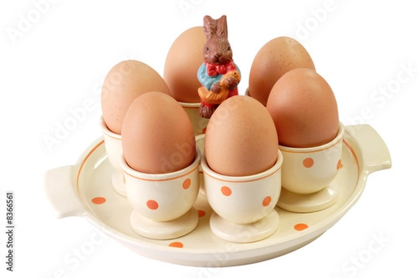 Obraz Eierbecher mit braunen Eiern