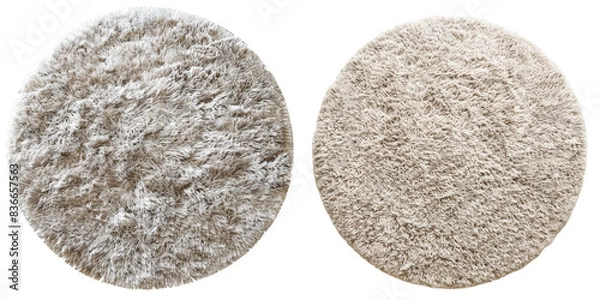 Fototapeta Top View of Round Textured Carpet Set Isolated on Transparent or White Background, PNG