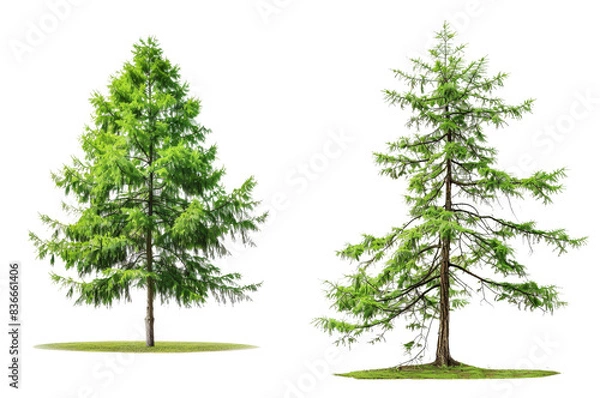 Fototapeta Side View of Taxodium Distichum Tree Set Isolated on Transparent or White Background, PNG