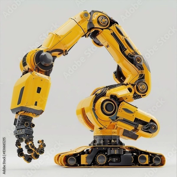 Fototapeta 3D Model Abstract Art of Perfectly synchronized industrial abstract robot choreography for flawless production