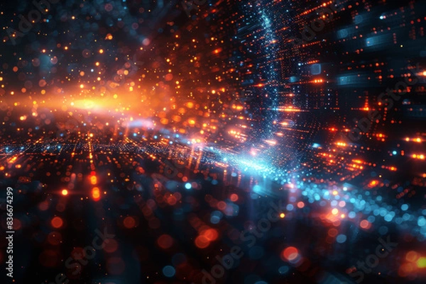 Obraz Digital background for tech, AI, neural networks, data, audio, graphics