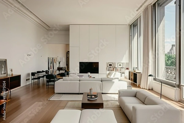 Obraz modern living room with fireplace