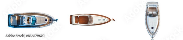 Fototapeta Top View of Boat Set Isolated on Transparent or White Background, PNG