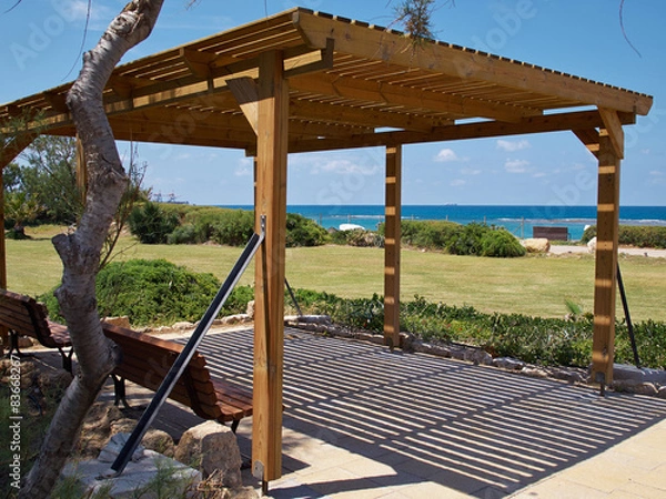 Fototapeta Modern classical beach pergola gazebo pavilion