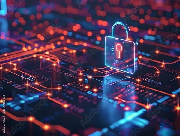 Fototapeta Illustration of Implementing robust cybersecurity measures to protect sensitive industrial data from breaches and unauthorized access. Ai Generate.