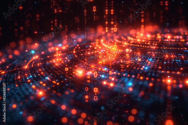 Obraz Digital background for tech, AI, neural networks, data, audio, graphics